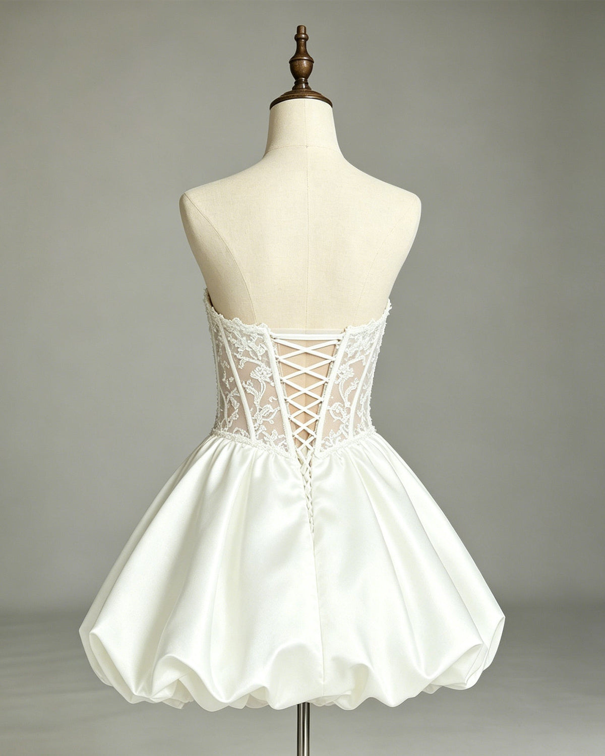strapless lace corset bubble hem homecoming dress - view 5