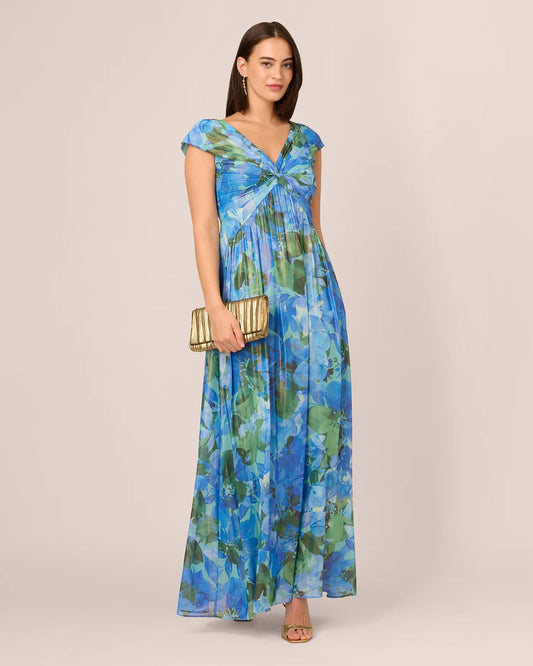 Floral Print A-Line Maxi Mother of the Bride Dress for Wedding Ceremony