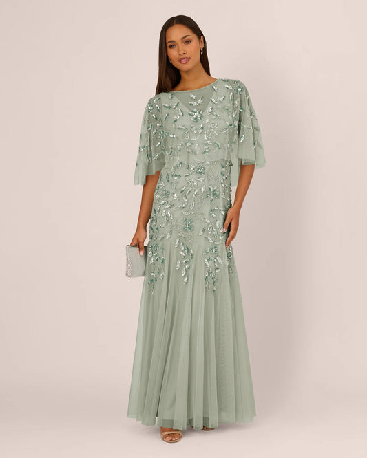 Floral Print A-Line Maxi Mother of the Bride Dress for Reception Dinner