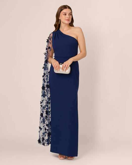 Floral Print One-Shoulder A-Line Maxi Mother of the Bride Dress for Estate Wedding