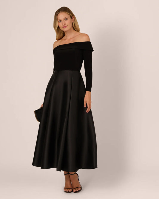 Long Sleeve Off-Shoulder A-Line Maxi Mother of the Bride Dress for Destination Wedding