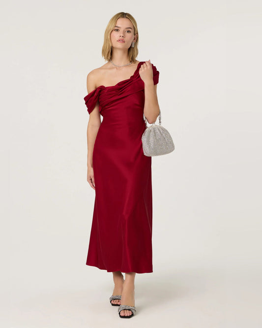 One-Shoulder A-Line Maxi Formal Dress for Formal Dinner