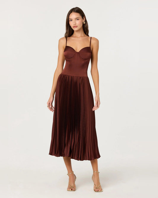 Spaghetti Strap A-Line Midi Formal Dress for Autumn Reception