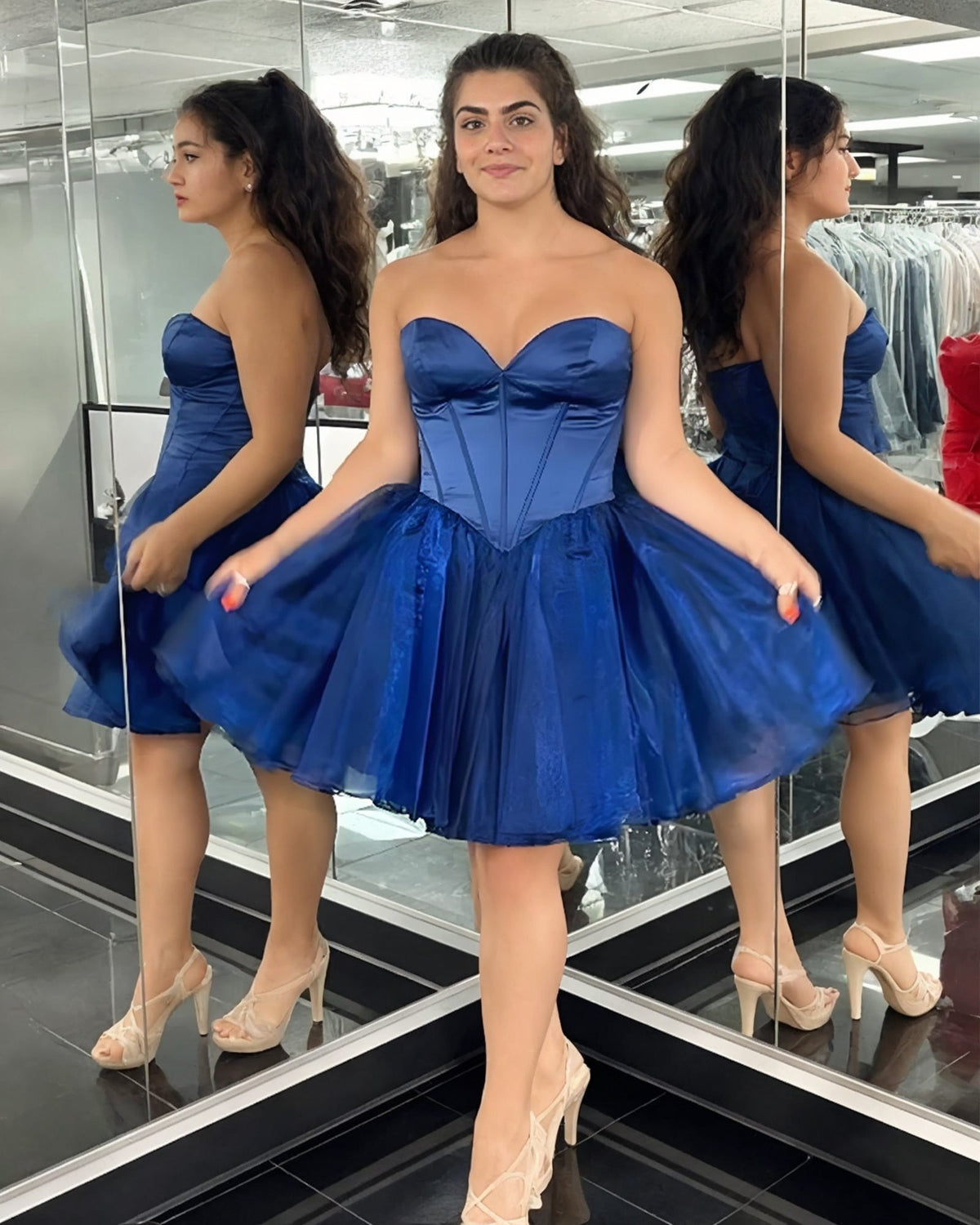 strapless mini cocktail dress