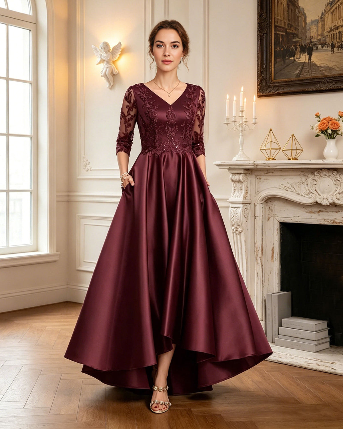 asymmetrical high low satin skirt