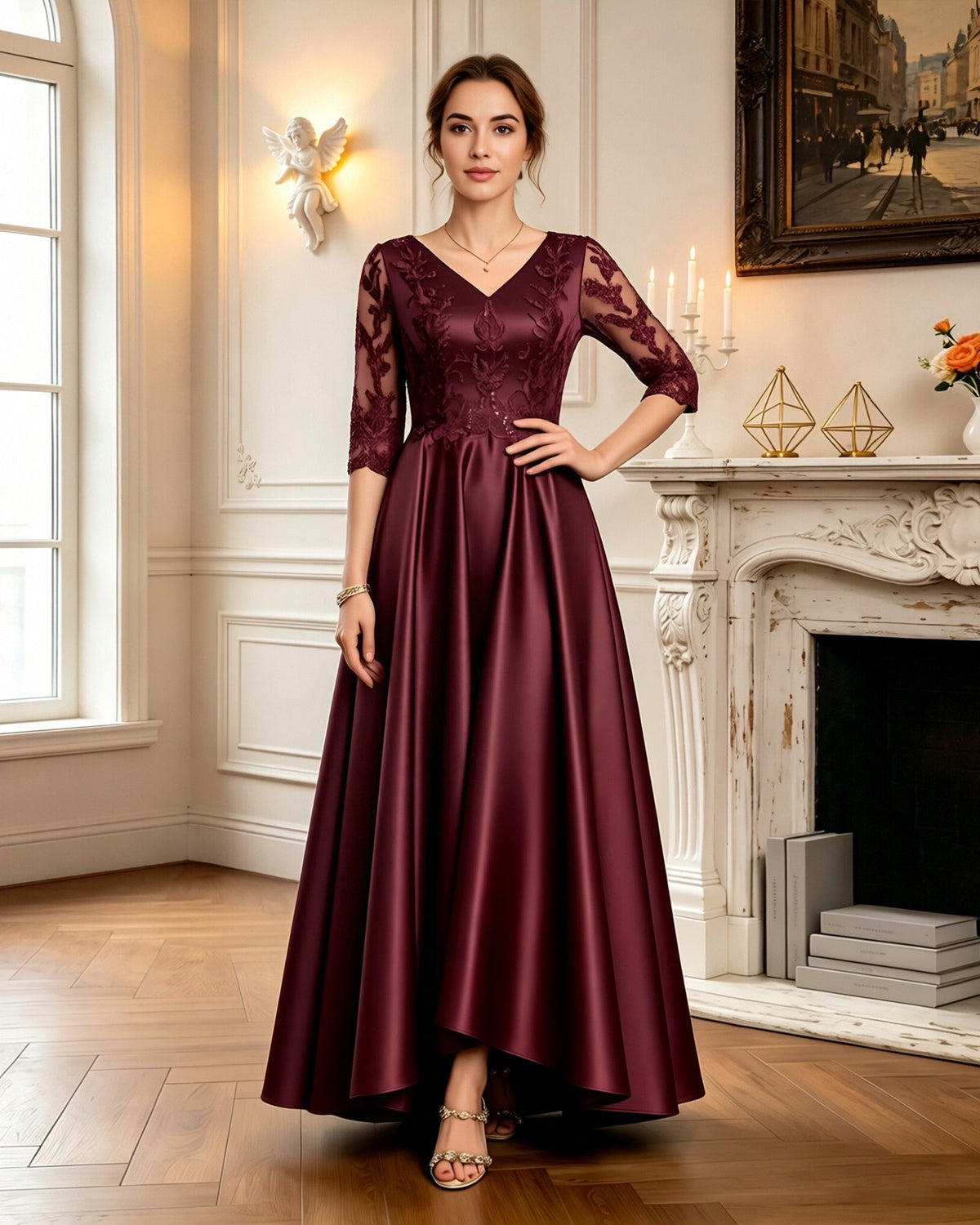 elegant evening gown with side pockets